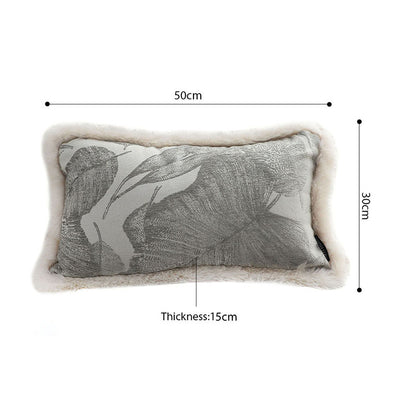SOGA 35cm Wabi-sabi Rectangular Raised Embroidery Leaf & Lumbar Throw Pillow • LUZ-FrenchCushion261