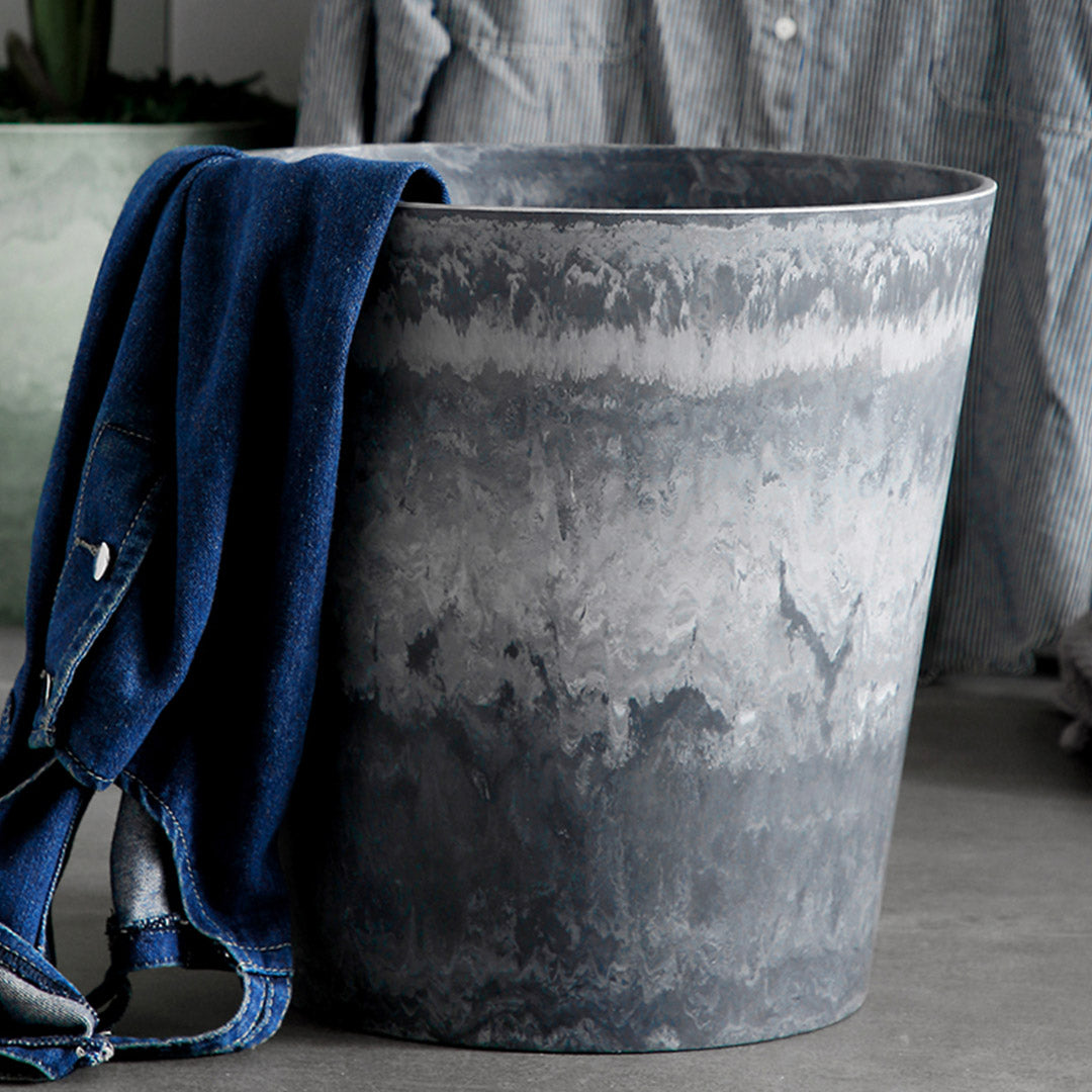 SOGA 2X 37cm Weathered Grey Round Resin Plant Flower Pot in Cement Pattern Planter Cachepot for Indoor Home Office • LUZ-FPotE3714X2