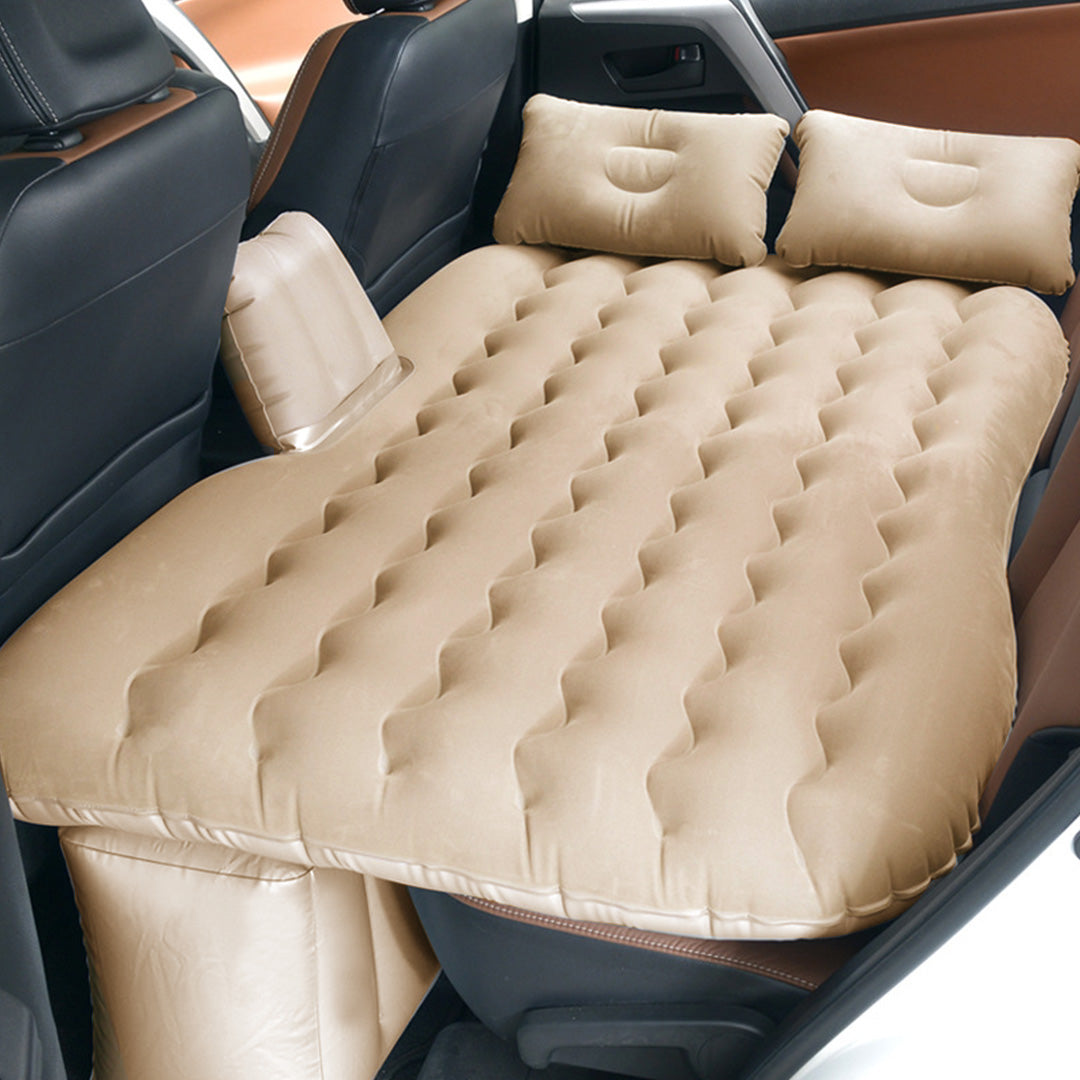 SOGA Beige Ripple Inflatable Car Mattress Portable Camping Air Bed Travel Sleeping Kit Essentials • LUZ-CarMat007