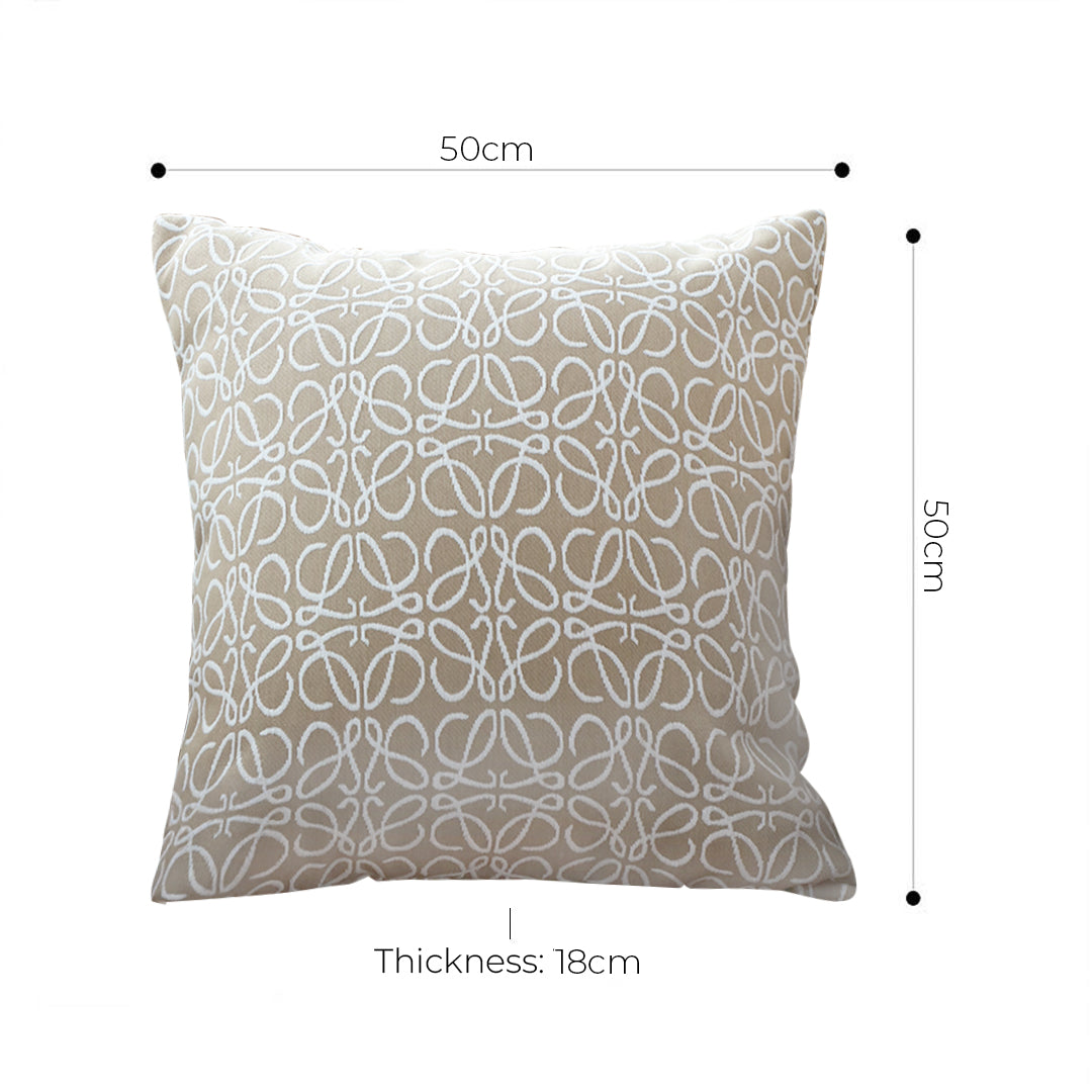 SOGA 2X 50cmThrow Pillow White and Beige Geometric Pattern Accent for Home Decor • LUZ-FrenchCushion337X2