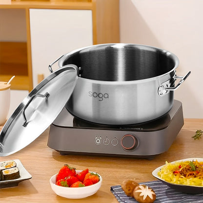 SOGA Dual Burners Cooktop Stove, 17L Stainless Steel Stockpot 28cm and 30cm Induction Casserole • LUZ-ECooktDBL-StockPot17L-CASL4227