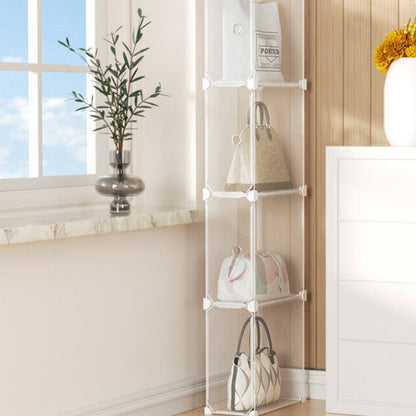 SOGA 2X 1 Tier Multifunctional PP Plastic Bag Box Portable Cubby DIY Storage Shelves Stackable Handbag Purse Organiser • LUZ-BagBox007X2