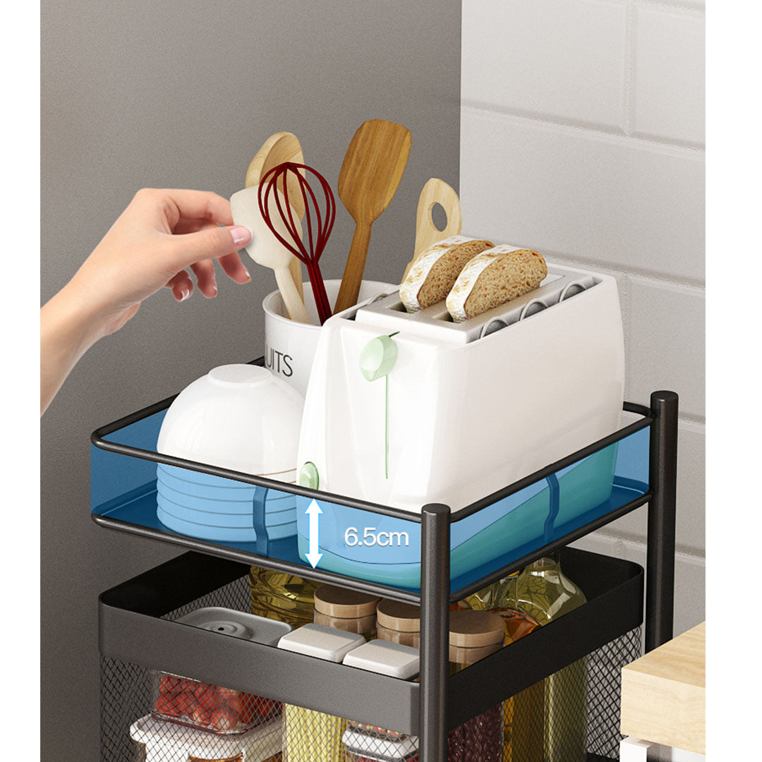 SOGA 2X 4 Tier Steel Square Rotating Kitchen Cart Multi-Functional Shelves Portable Storage Organizer with Wheels • LUZ-KitchenXY020X2