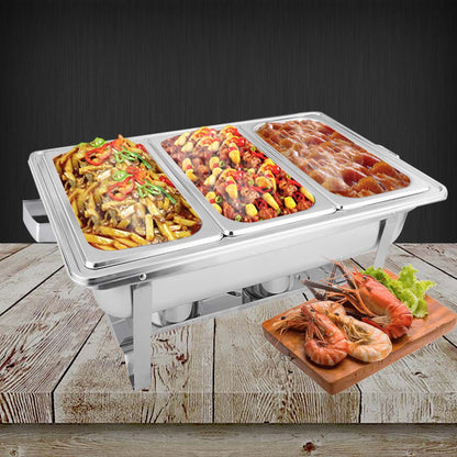 SOGA 4X 3L Triple Tray Stainless Steel Chafing Food Warmer Catering Dish • LUZ-ChafingDish56303X4