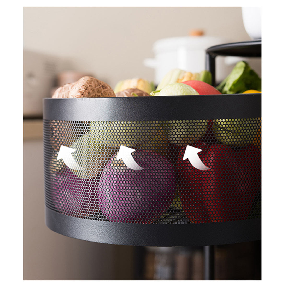 SOGA 4 Tier Steel Round Rotating Kitchen Cart Multi-Functional Shelves Portable Storage Organizer with Wheels • LUZ-KitchenXY016