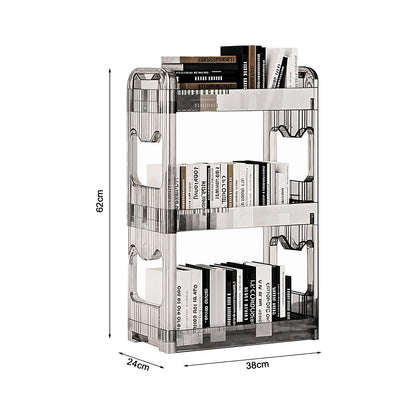 SOGA 2X 38x24cm Clear 3 Tier Bookshelf & Cosmetic Storage Organizer Trolley Rack • LUZ-BookSheClear3X2