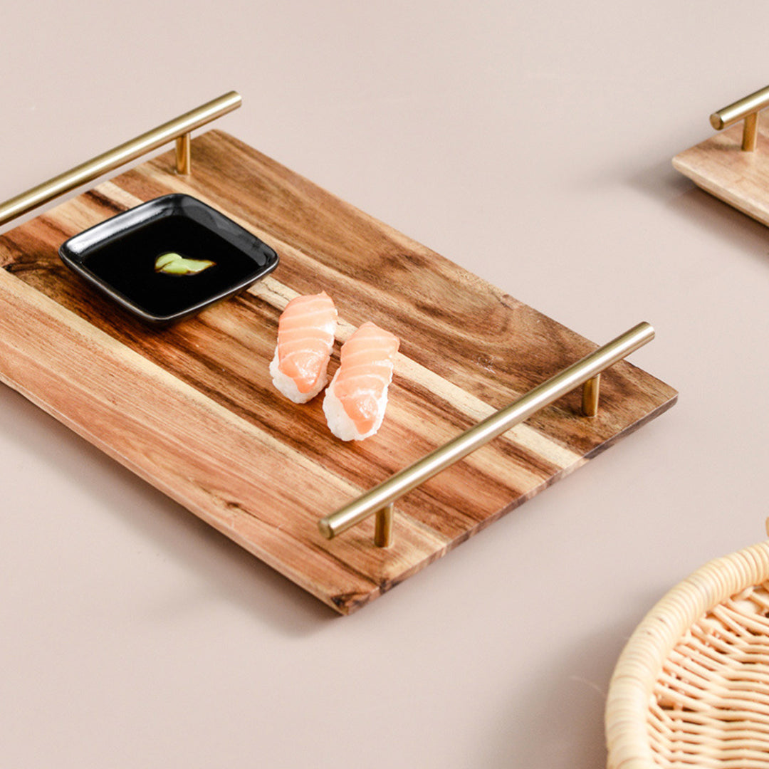 SOGA 30cm Brown Rectangle Wooden Acacia Food Serving Tray Charcuterie Board Centerpiece  Home Decor • LUZ-WodC236