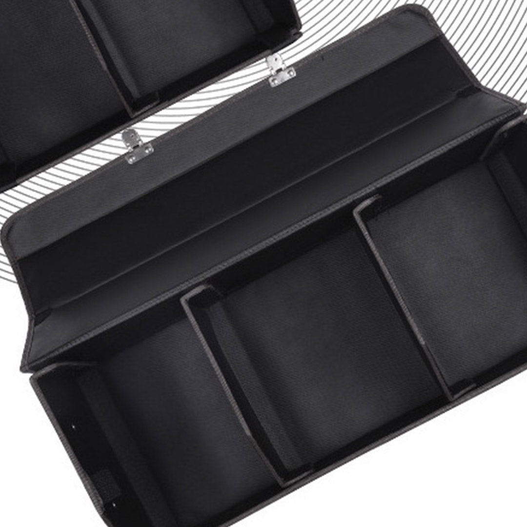 SOGA Leather Car Boot Collapsible Foldable Trunk Cargo Organizer Portable Storage Box Black/White Stitch with Lock Large • LUZ-StorageBLK388