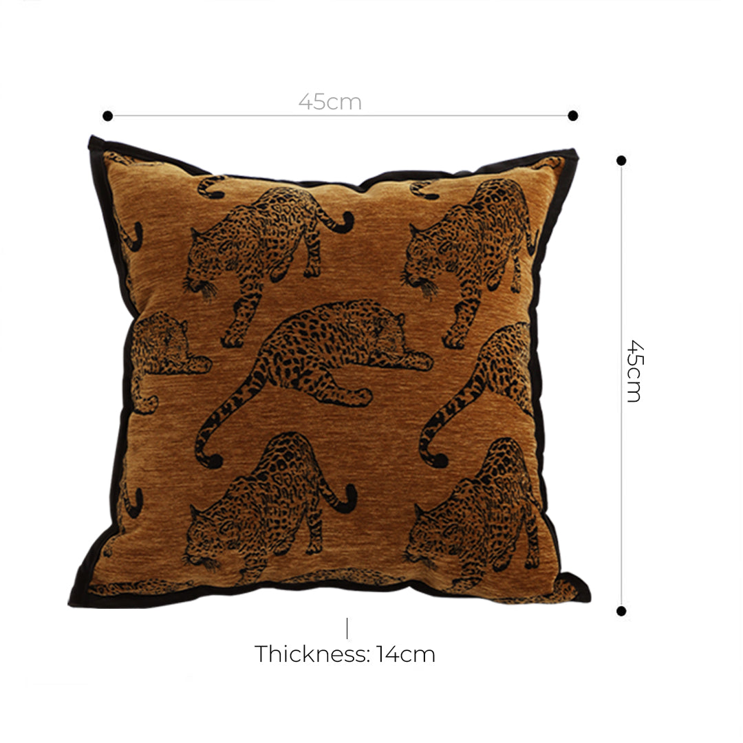 SOGA 2X 45cm Throw Pillow Dark Brown Leopard Square Retro Decorative Cushion for Living Room • LUZ-FrenchCushion299X2