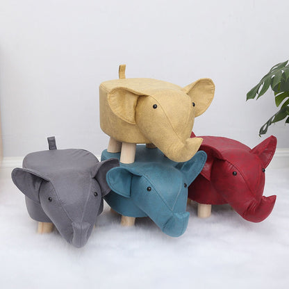 SOGA Grey Children Bench Deer Character Round Ottoman Stool Soft Small Comfy Seat Home Decor • LUZ-AniStool25