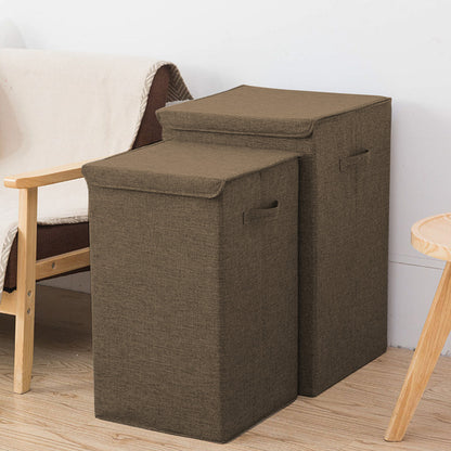 SOGA 2X Coffee Large Collapsible Laundry Hamper Storage Box Foldable Canvas Basket Home Organiser Decor • LUZ-SBox106X2
