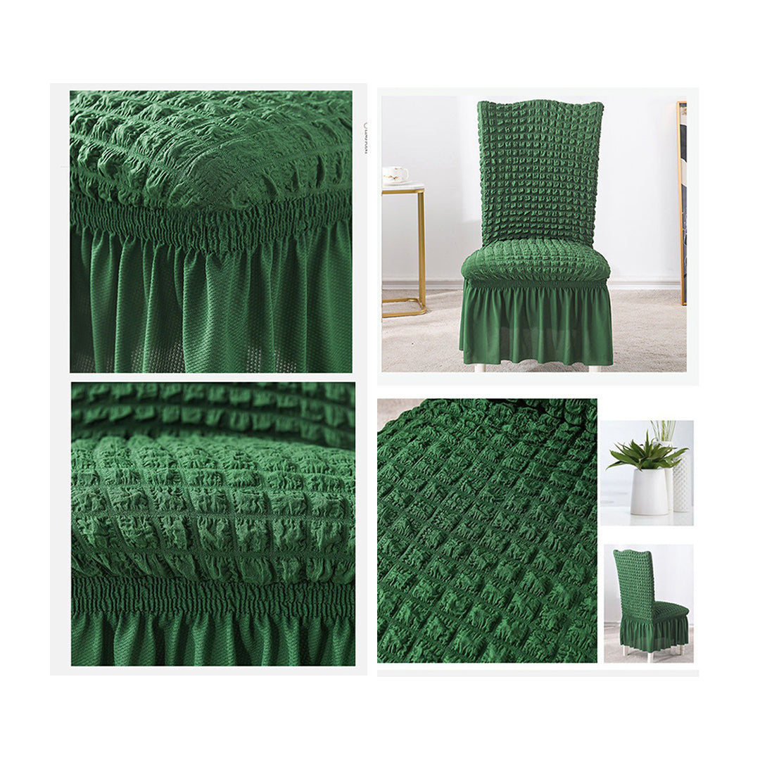 SOGA 2X Dark Green Chair Cover Seat Protector with Ruffle Skirt Stretch Slipcover Wedding Party Home Decor • LUZ-Chaircov23CX2