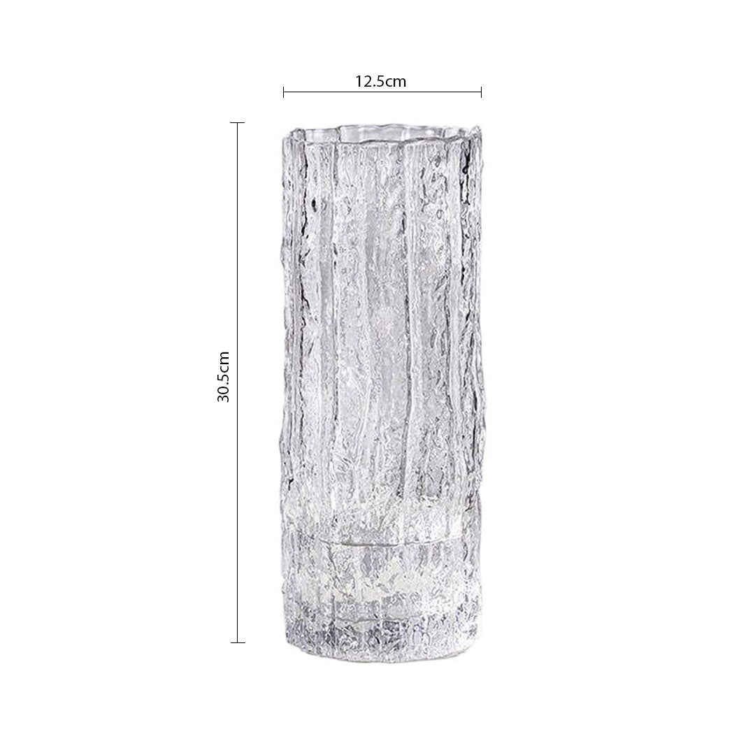 SOGA 30.5cm Handcrafted Clear Glass Vase, Classic Design for Home Decor • LUZ-GVaseClear305