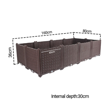 SOGA 160cm Raised Planter Box Vegetable Herb Flower Outdoor Plastic Plants Garden Bed Deepen • LUZ-PlantBox8D