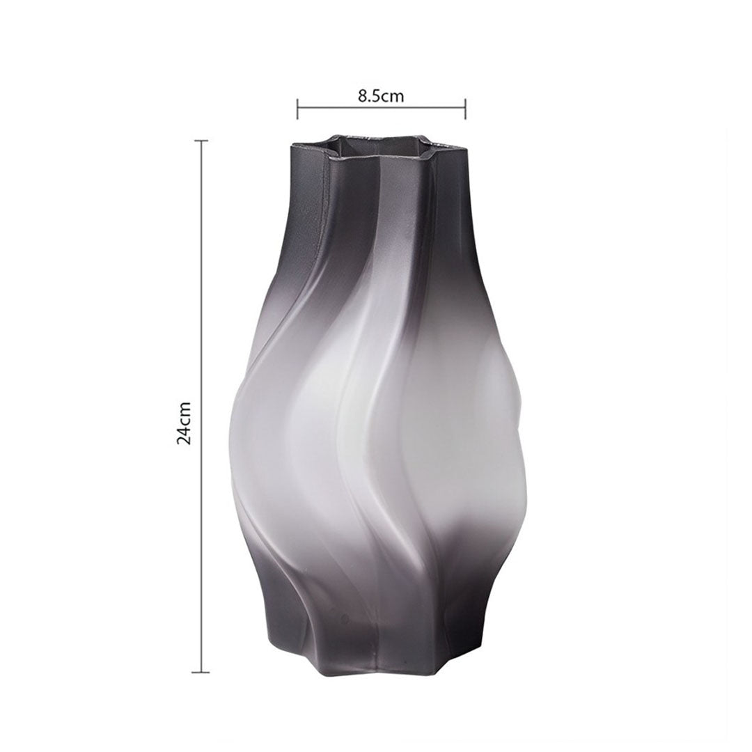 SOGA 26cm Glass Vase Grey with Beautiful glass Bubble Texture Art Vases • LUZ-GVaseGRY25