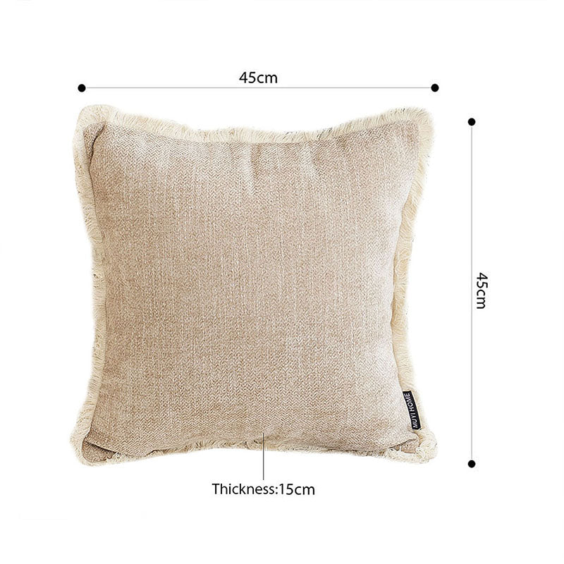SOGA 2X 45cm Milk Coffee Home Aesthetic Chenille Texture Tassel Square Throw pillow • LUZ-FrenchCushion246X2