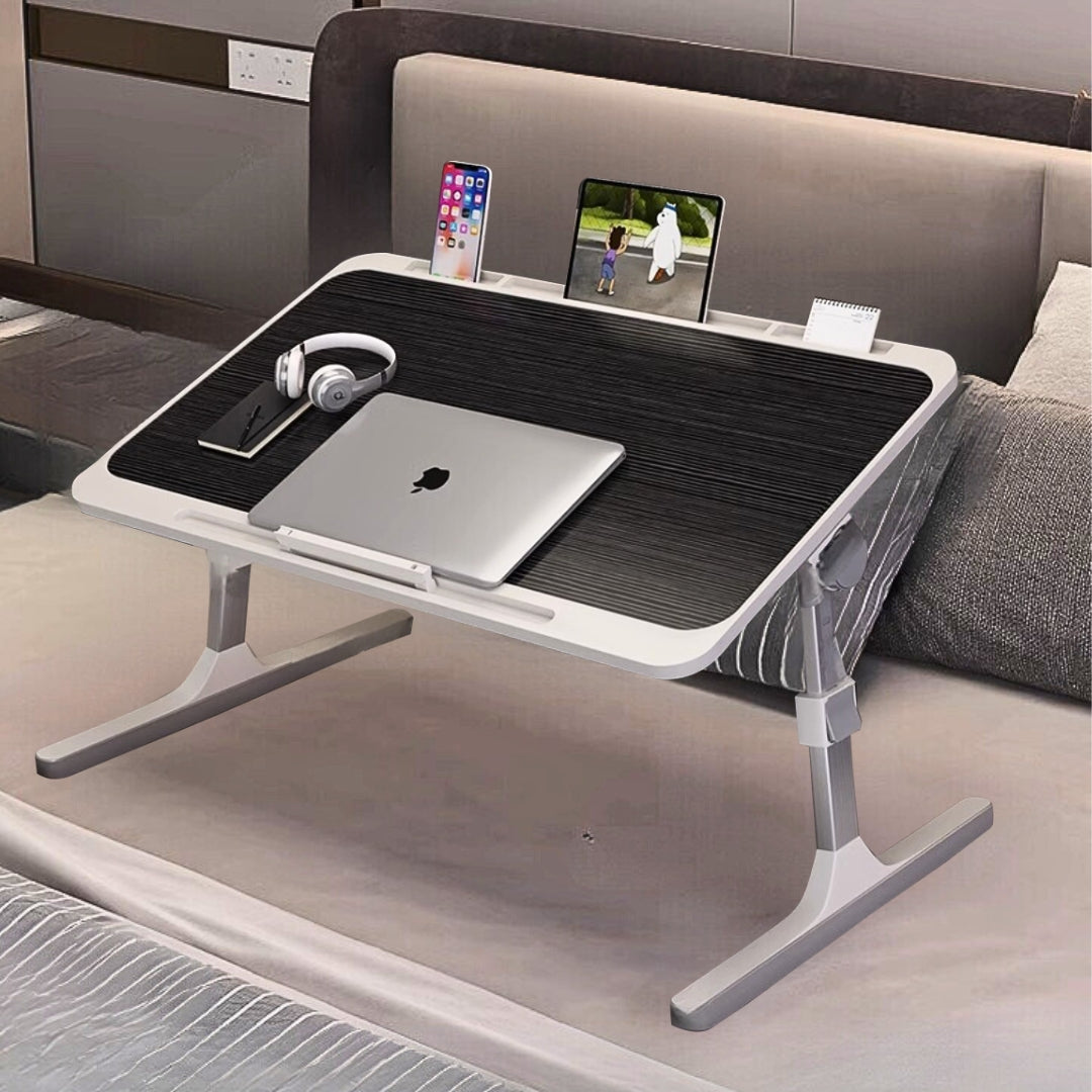 SOGA 70X45cm Black Small Laptop Bed Portable Foldable Study Table Adjustable • LUZ-BedTableA15