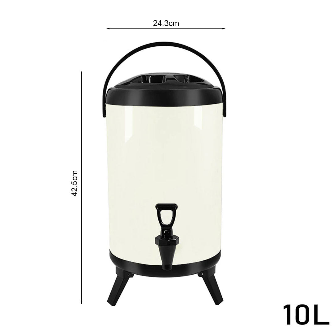 SOGA 4X 10L Stainless Steel Insulated Milk Tea Barrel Hot and Cold Beverage Dispenser Container with Faucet White • LUZ-VICDispenser10LWHTX4