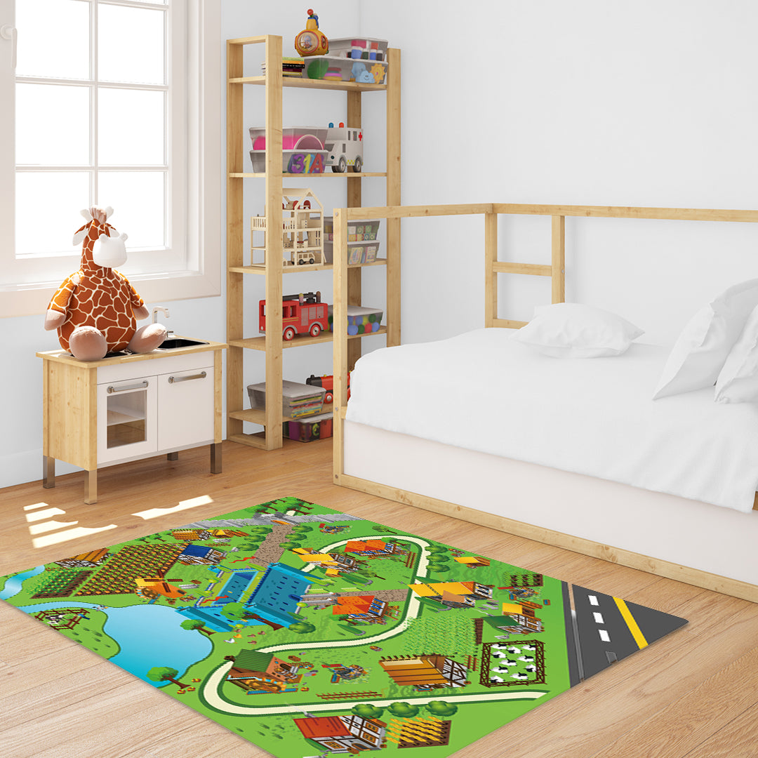 SOGA 2X 120cm Kids Rug Street Map Play Mat, Educational Baby Theme Park Area Rugs • LUZ-KidCarpet601X2