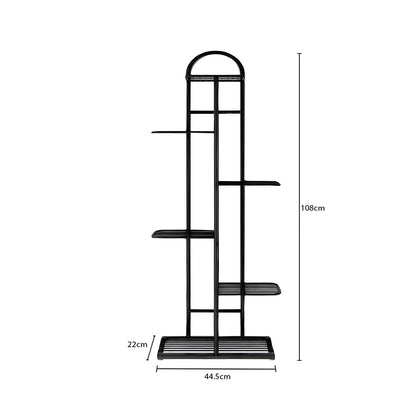 SOGA 6 Tier 7 Pots Black Metal Plant Stand Flowerpot Display Shelf Rack Indoor Home Office Decor • LUZ-FPotH04