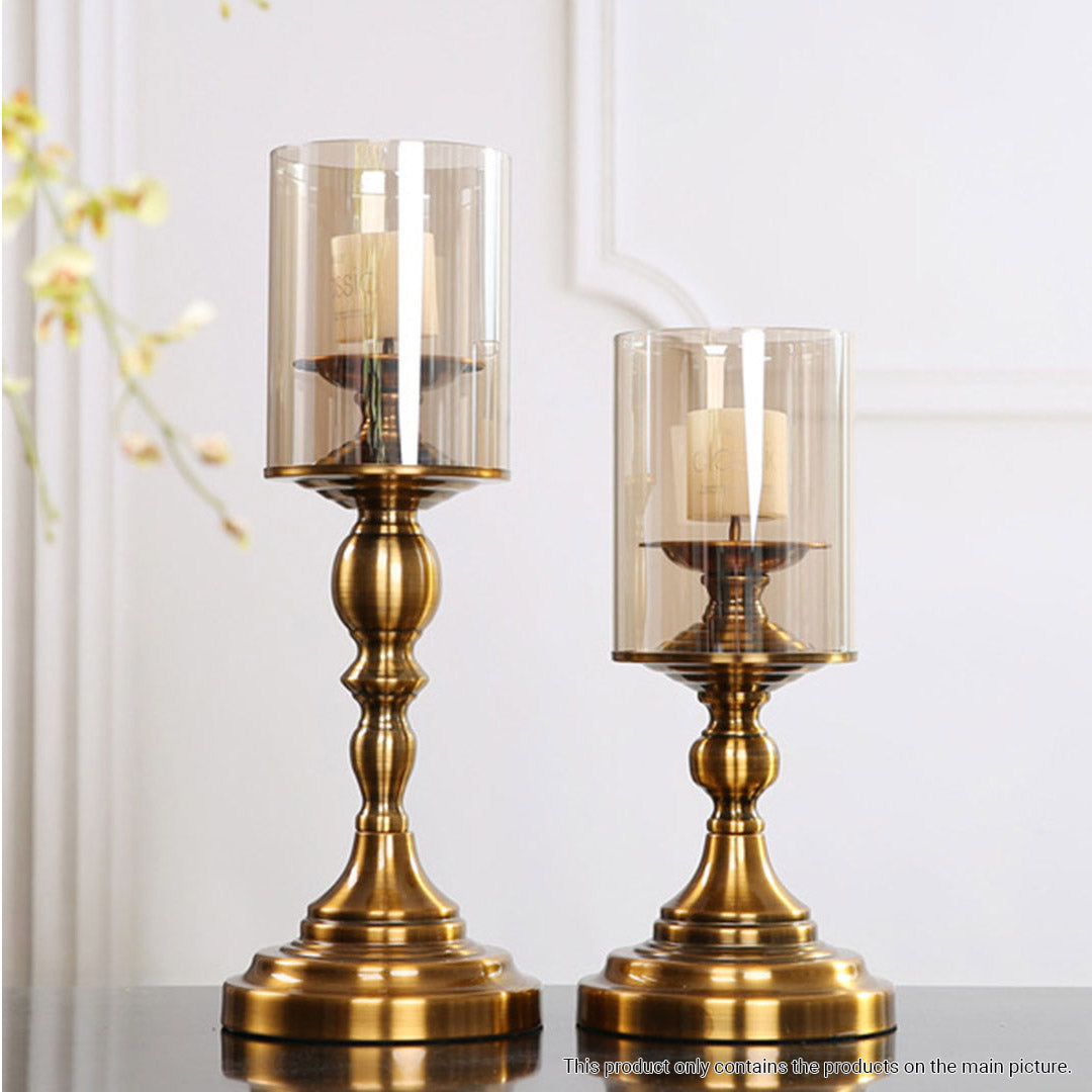 SOGA 42cm Gold Nordic Deluxe Candlestick Candle Holder Stand Pillar Glass /Iron • LUZ-CandleStick3452