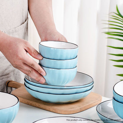 SOGA Blue Japanese Style Ceramic Dinnerware Crockery Soup Bowl Plate Server Kitchen Home Decor Set of 7 • LUZ-BowlG302