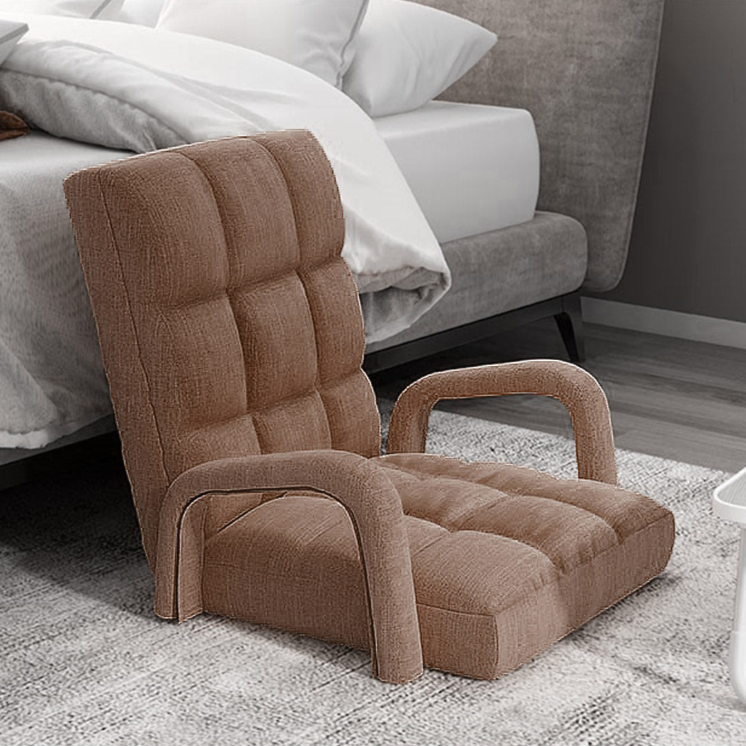 SOGA 2X Foldable Lounge Cushion Adjustable Floor Lazy Recliner Chair with Armrest Coffee • LUZ-LoungeArmCoffeeX2