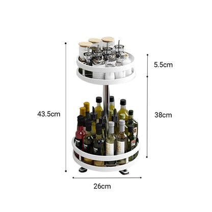 SOGA 2 Tier Steel White Round Rotating Multi-Function Kitchen Portable Storage Spice Seasoning Kitchen Countertop Organiser Shelf • LUZ-KitchenXY050WHT