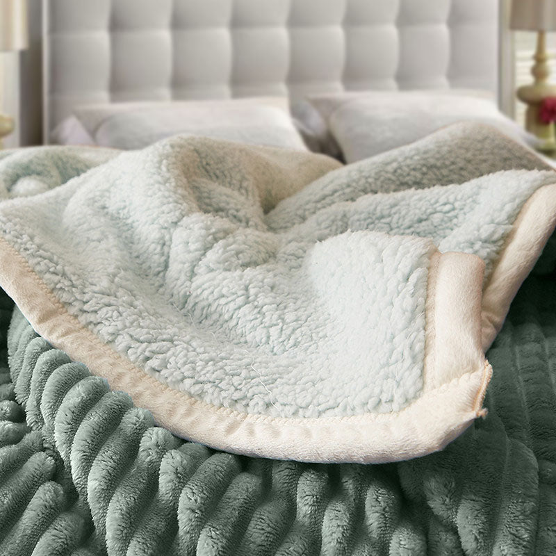 SOGA 2X Light Green Throw Blanket Warm Cozy Double Sided Thick Flannel Coverlet Fleece Bed Sofa Comforter • LUZ-Blanket307X2