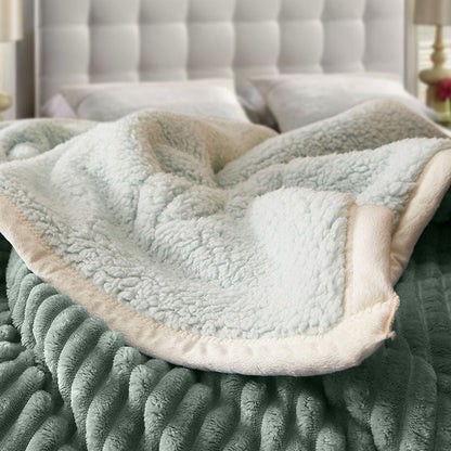 SOGA 2X Light Green Throw Blanket Warm Cozy Double Sided Thick Flannel Coverlet Fleece Bed Sofa Comforter • LUZ-Blanket307X2