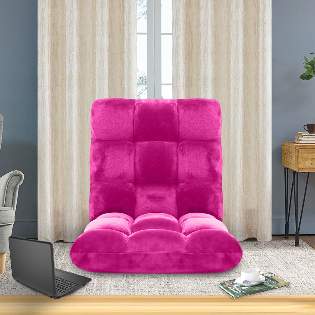 SOGA 4X Floor Recliner Folding Lounge Sofa Futon Couch Folding Chair Cushion Pink • LUZ-LoungeChairPinkX4