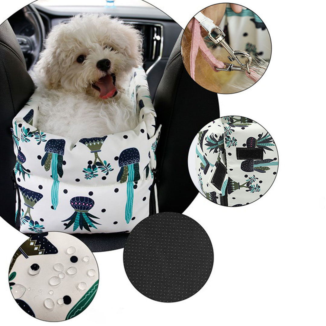 SOGA Car Central Control Nest Pet Safety Travel Bed Dog Kennel Portable Washable Pet Bag White • LUZ-CarPetBag029