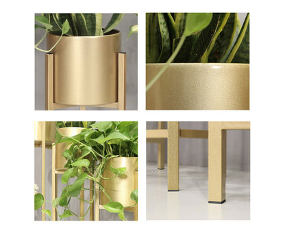SOGA 2X 30CM Gold Metal Plant Stand with Flower Pot Holder Corner Shelving Rack Indoor Display • LUZ-FPotH32GLDX2