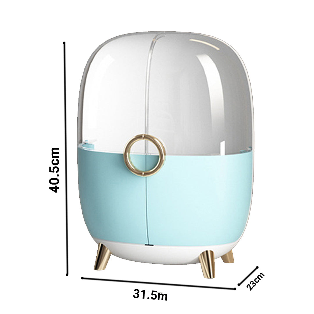 SOGA 2X Blue Transparent Countertop Makeup Organiser Cosmetic Storage Waterproof Dustproof Bathroom Skincare Holder with Lid • LUZ-BathF903X2