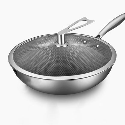 SOGA 2X 32cm Stainless Steel Tri-Ply Frying Cooking Fry Pan Textured Non Stick Interior Skillet with Glass Lid • LUZ-FryPanTRIFPYZ32X2