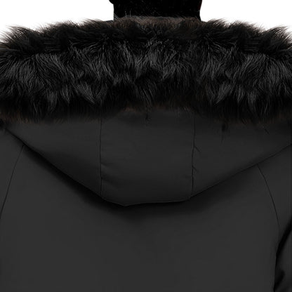abbee Black 3XL Winter Fur Hooded Thick Overcoat Jacket Stylish Lightweight Quilted Warm Puffer Coat • LUZ-DJ-998D