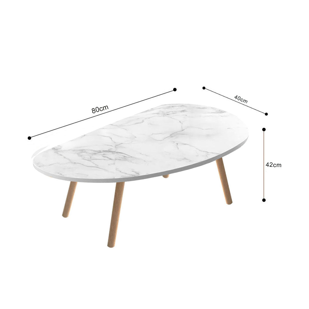 SOGA 80x40cm White Stone Pattern Living Room Nordic  Coffee Table Modern Style • LUZ-TableTea12
