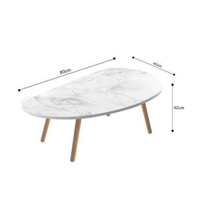 SOGA 80x40cm White Stone Pattern Living Room Nordic  Coffee Table Modern Style • LUZ-TableTea12