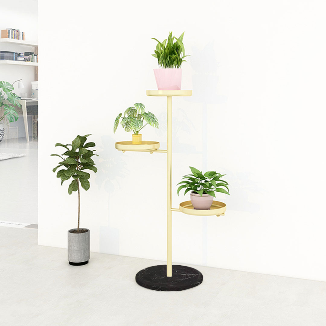 SOGA 2X 3 Tier Gold Round Plant Stand Flowerpot Tray Display Living Room Balcony Metal Decorative Shelf • LUZ-FPotH103X2