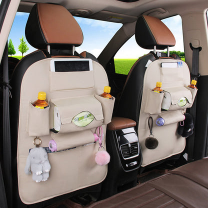 SOGA PVC Leather Car Back Seat Storage Bag Multi-Pocket Organizer Backseat and iPad Mini Holder White • LUZ-CarStorage1SeatBagWHT