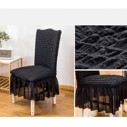 SOGA Black Chair Cover Seat Protector with Ruffle Skirt Stretch Slipcover Wedding Party Home Decor • LUZ-Chaircov26F