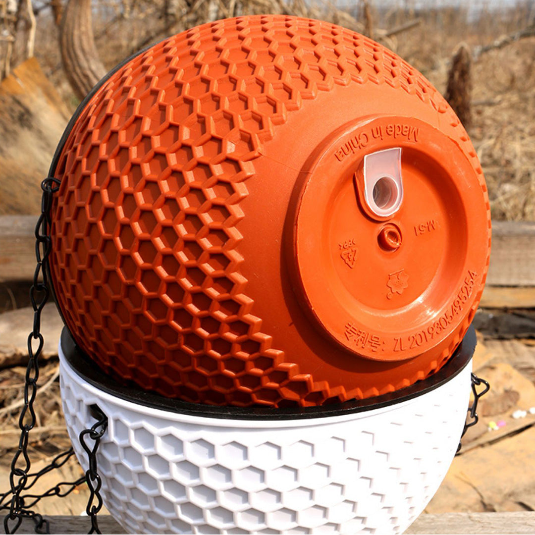 SOGA 2X White Small Hanging Resin Flower Pot Self Watering Basket Planter Outdoor Garden Decor • LUZ-HangPot11WHTX2