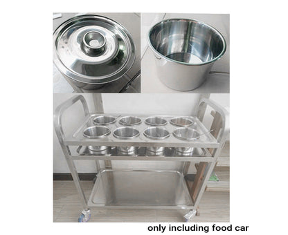 SOGA 2X 2 Tier Stainless Steel 8 Compartment Kitchen Seasoning Car Service Trolley Condiment Holder Cart Spice Bowl • LUZ-FoodCart1209X2