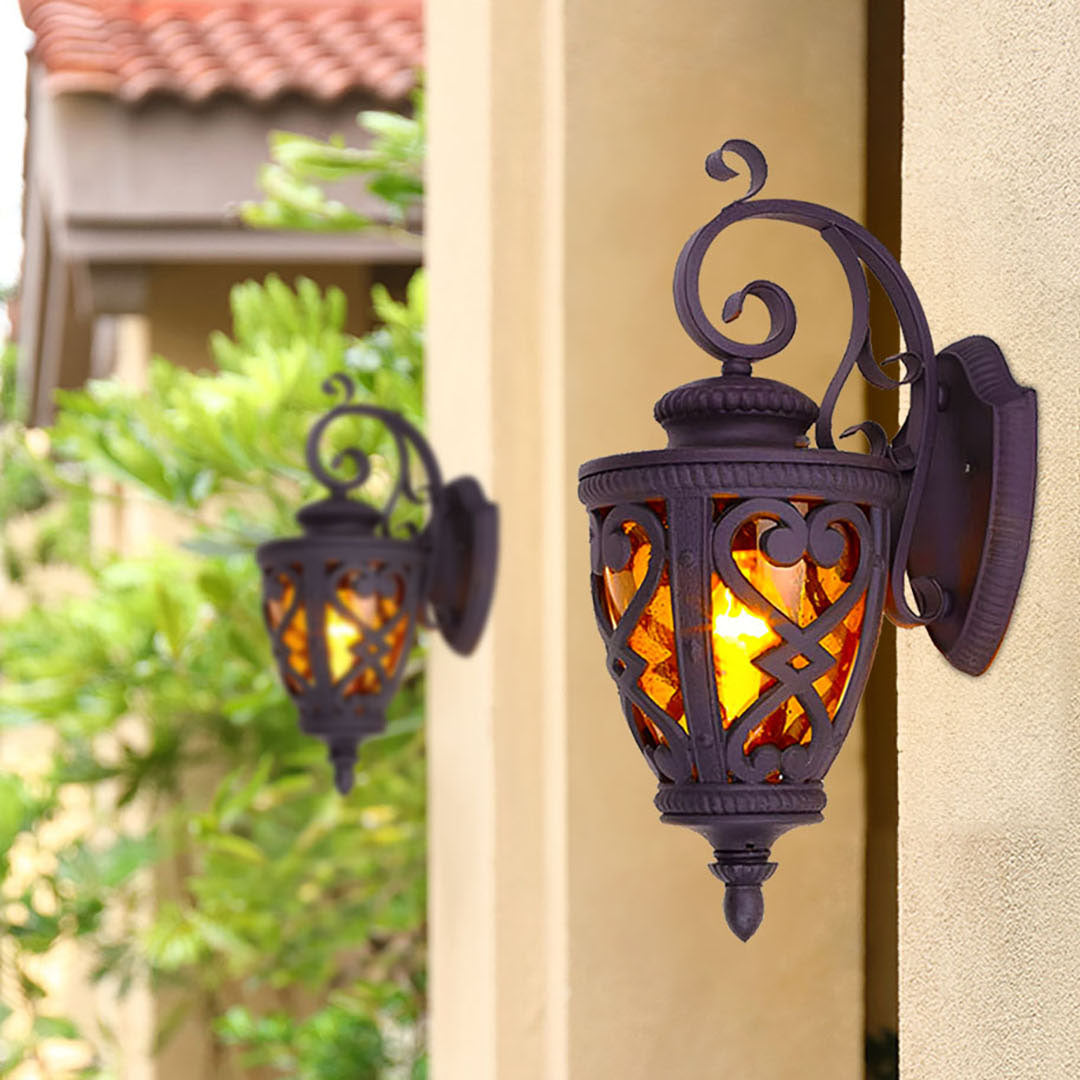 Vintage Lantern 2X 57cm Outdoor Antique Bronze Wall Sconce Classic Rustic Exterior Light Fixture • LUZ-Lamp301LgeX2