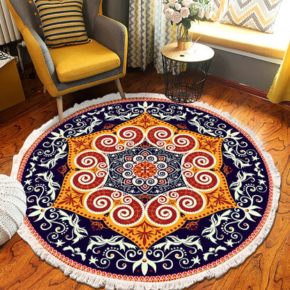 SOGA 90cm Round Mandala Ethnic Style Round Carpet, Anti-slip Doormat, Home Decor • LUZ-CarpetRAG7