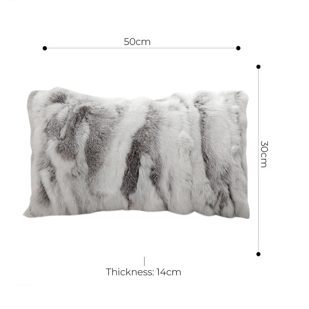 SOGA 2X 30cm Throw Pillow Floral Gray Rabbit Fur Lumbar Warm Cozy Decorative Cushion Home Decor • LUZ-FrenchCushion311X2