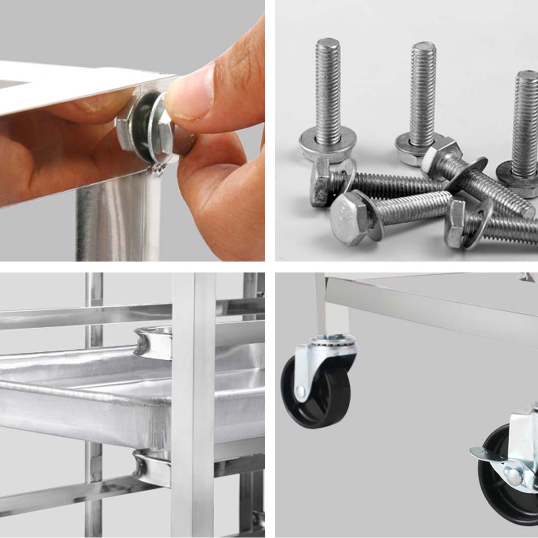 SOGA 2X Gastronorm Trolley 16 Tier Stainless Steel Bakery Trolley Suits GN 1/1 Pans • LUZ-GastronormRackingTrolley305X2