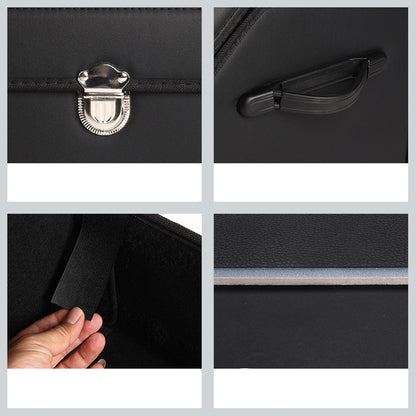 SOGA Leather Car Boot Collapsible Foldable Trunk Cargo Organizer Portable Storage Box With Lock Black Medium • LUZ-StorageBLKV20Med