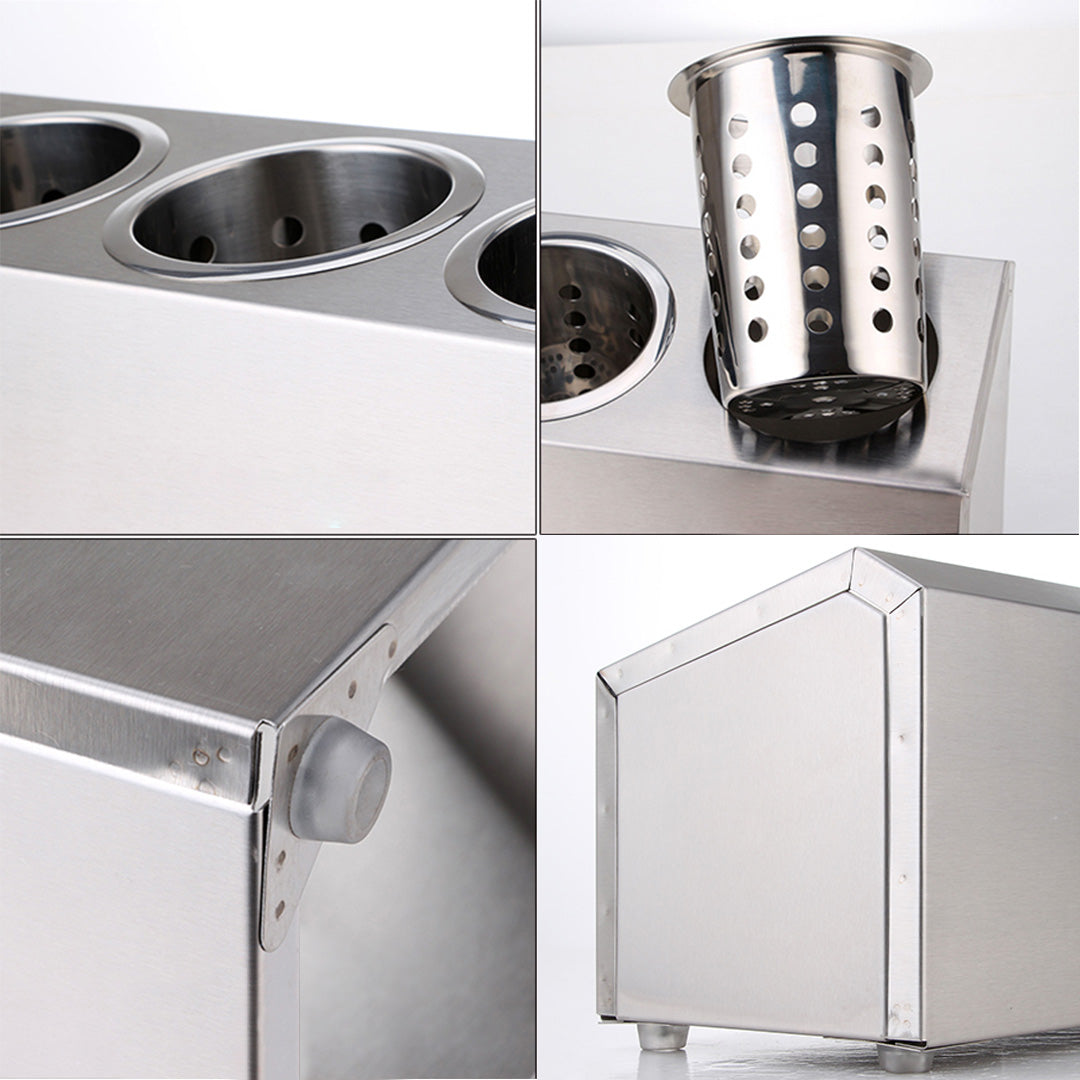SOGA 18/10 Stainless Steel Commercial Conical Utensils Cutlery Holder with 3 Holes • LUZ-CutleryHolder4601
