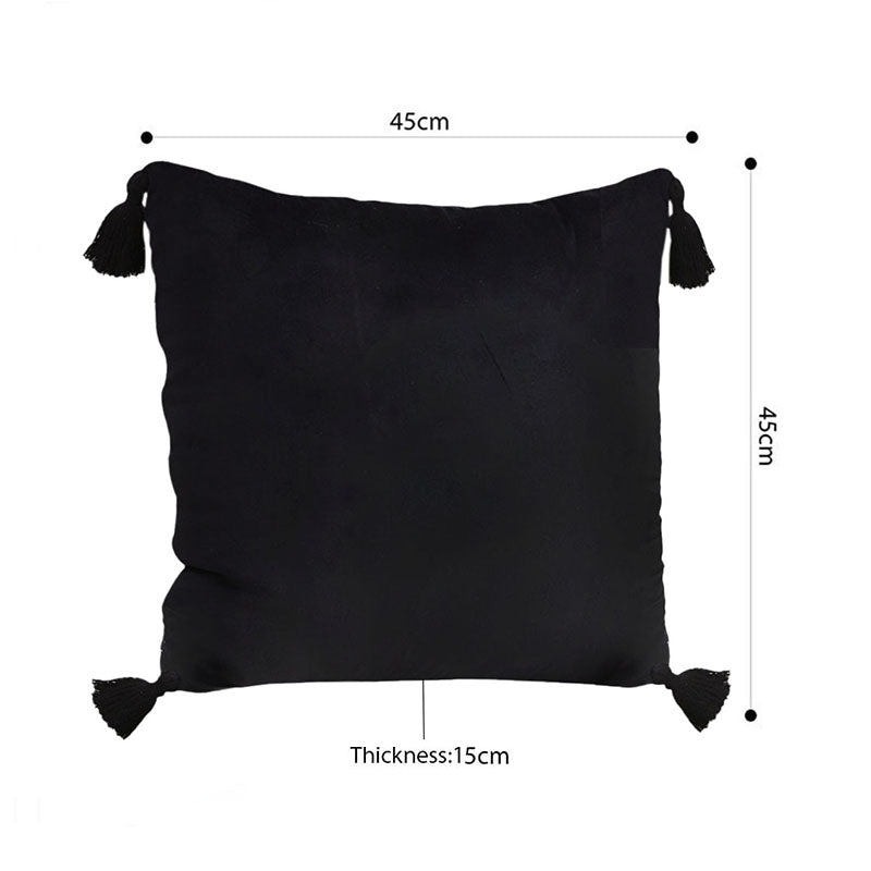 SOGA 2X Black Vintage Butterfly Pillow Tassel Velvet Square Throw Pillow • LUZ-FrenchCushion242X2